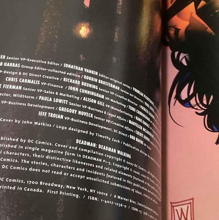 Deadman Deadman Walking 1st Print DC / Vertigo Graphic Novel TPB
