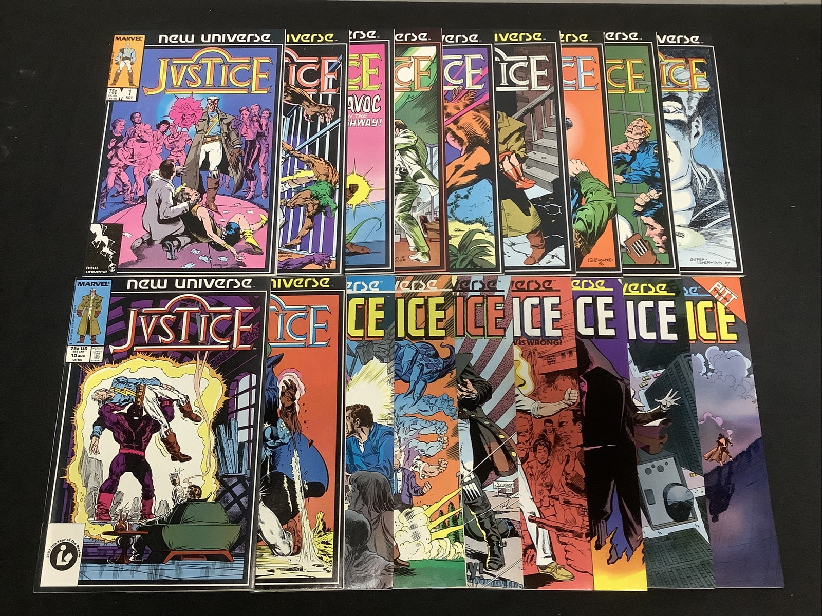 Justice #1-18 Comic Lot, Marvel New Universe, 1986, John Tensen