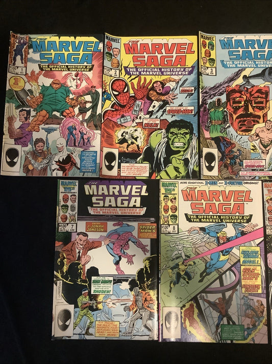 Marvel Saga #1-11 Comic Lot, Marvel, Official History Of The Marvel Universe