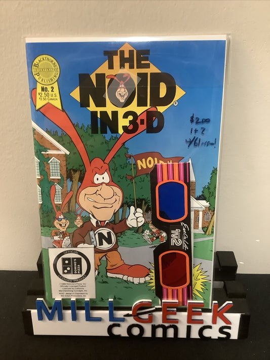 The Noid 3-D #1-2 (1985) With 3-D Glasses, Domino’s Pizza Liscensed, Rare