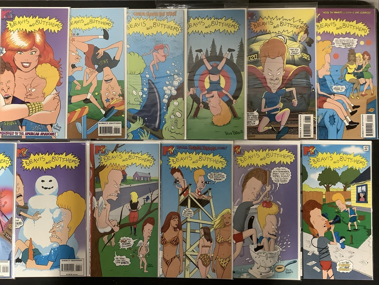 Beavis & ButtHead #1-17 Comic Lot, Marvel, 1st Beavis & Butthead, Newsstand #1