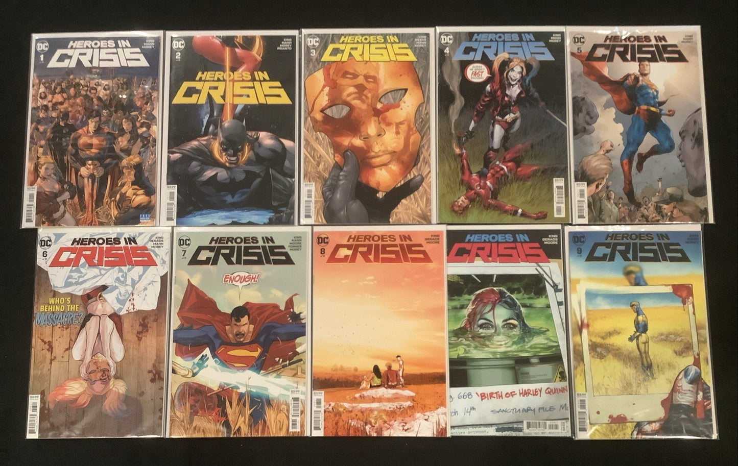 Heroes In Crisis #1-9 Complete Comic Set, DC Comics, Tom King/Mitch Gerards