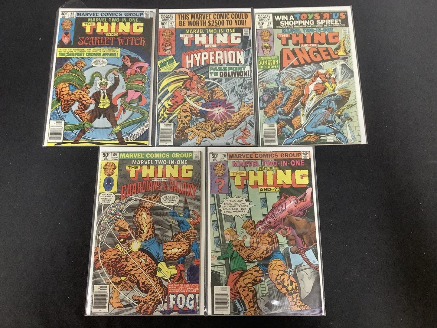 Marvel Two-in-One #66-70 Comic Lot, Marvel, Newsstand Covers, The Thing
