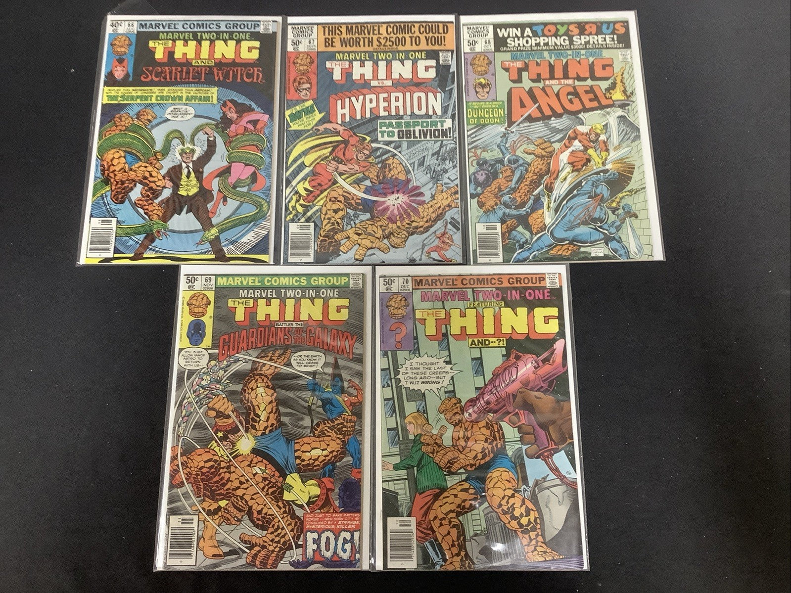 Marvel Two-in-One #66-70 Comic Lot, Marvel, Newsstand Covers, The Thing