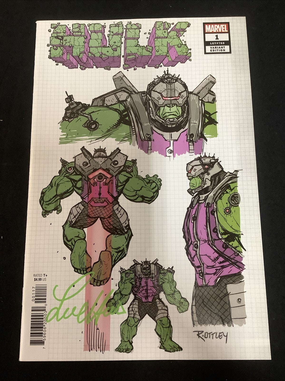 The Hulk #1 (768) Ryan Ottley 1:10 Design Cover (2022) LOU FERRIGNO SIGNED!