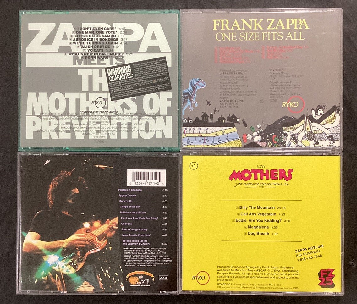 Frank Zappa 4 CD Lot FZ3 (Roxy & Elsewhere, One Size Fits All, Like New)-JD
