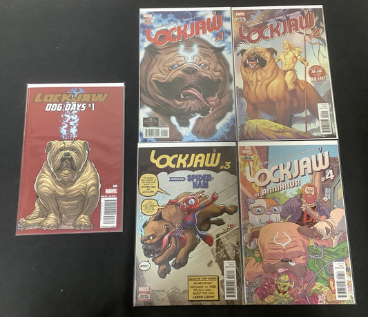Lockjaw Comic Bundle: 2018 Mini Series #1-4 + Dog Days #1 Softcover, Marvel