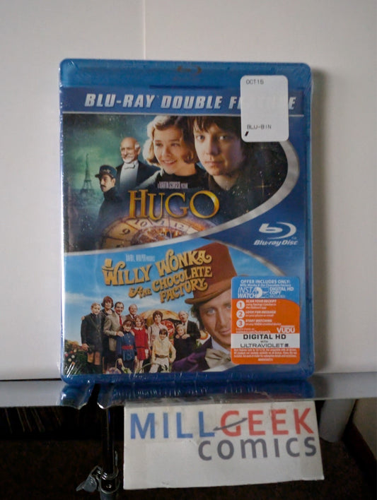 Hugo / Willy Wonka & The Chocolate Factory-Double Feature (Blu-Ray) Brand New-JD