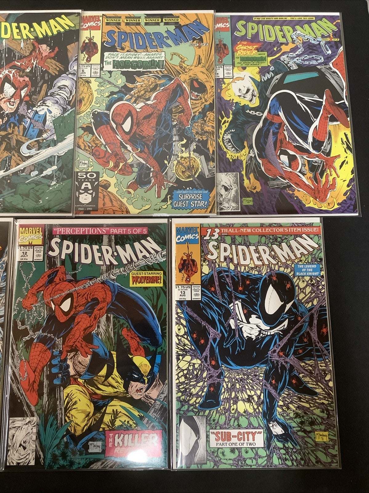 Spider-Man #1-13 Comic Lot, Todd McFarlane, Classic Black Suit Cover, 1990