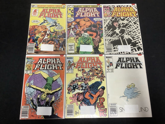 Alpha Flight #1-6 Comic Lot, Origin Alpha Flight, 1st App Puck, Newsstand covers