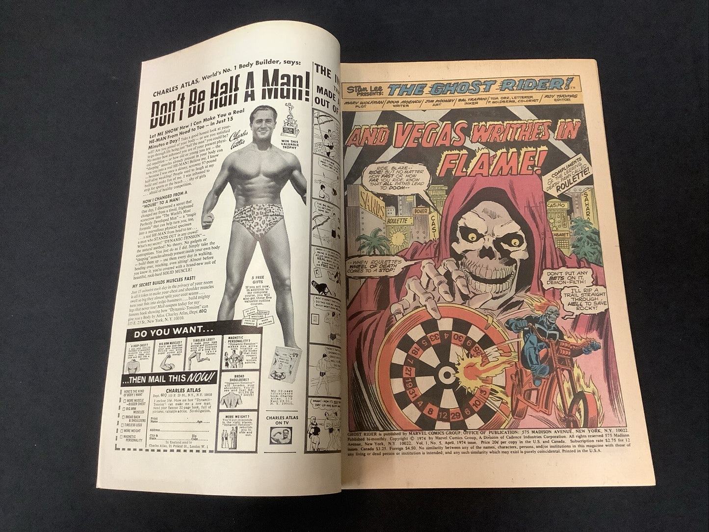 Ghost Rider #5 (Marvel Comics April 1974) VF (8.0) “And Vegas Writhes In Flames”