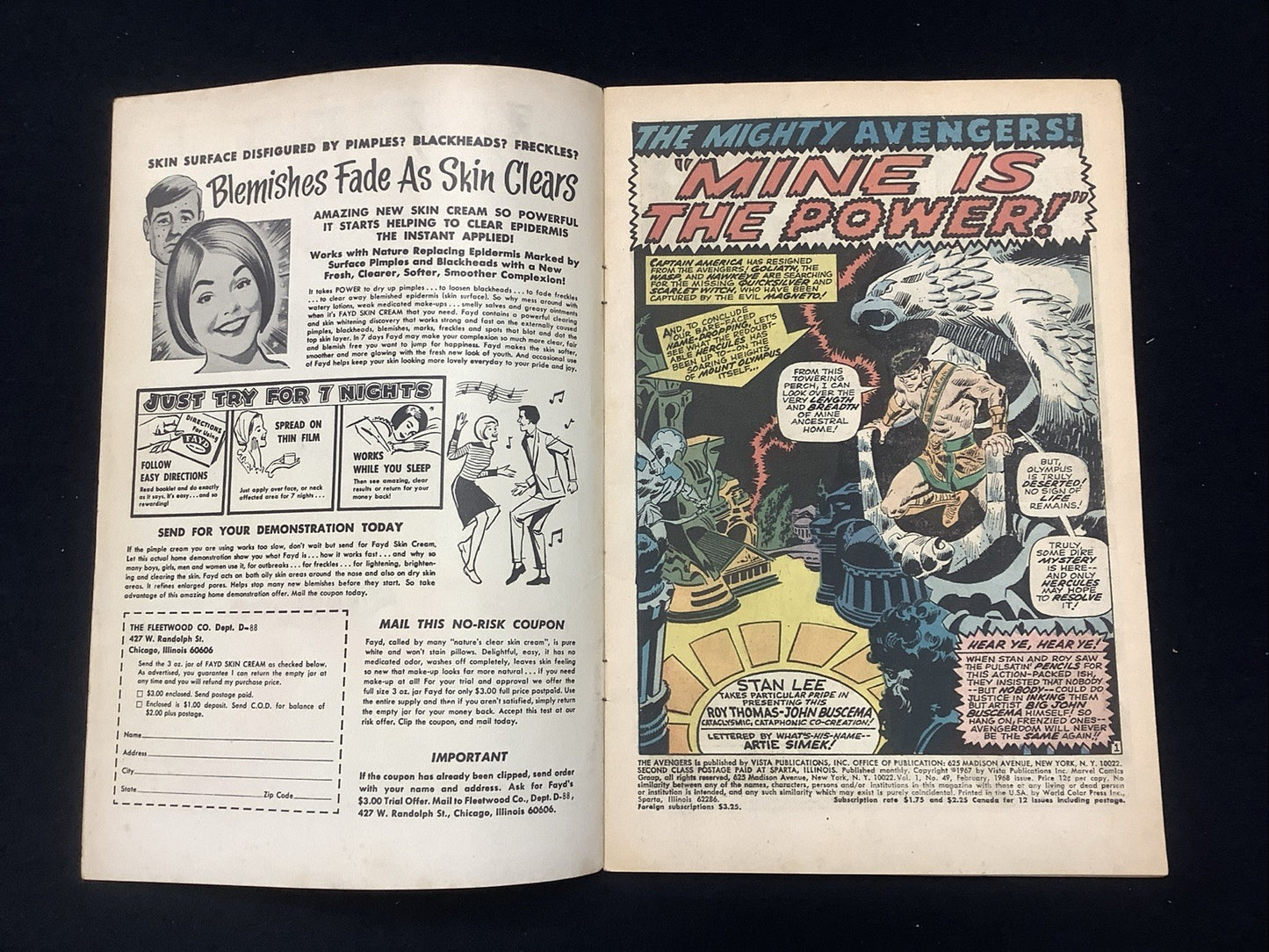 Avengers #49 (Marvel Comics February 1968) F- (5.5) Stan Lee/Roy Thomas