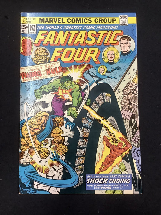 Fantastic Four #167 (Marvel Comics February 1976) VF (8.0) Thing & Hulk Team-Up