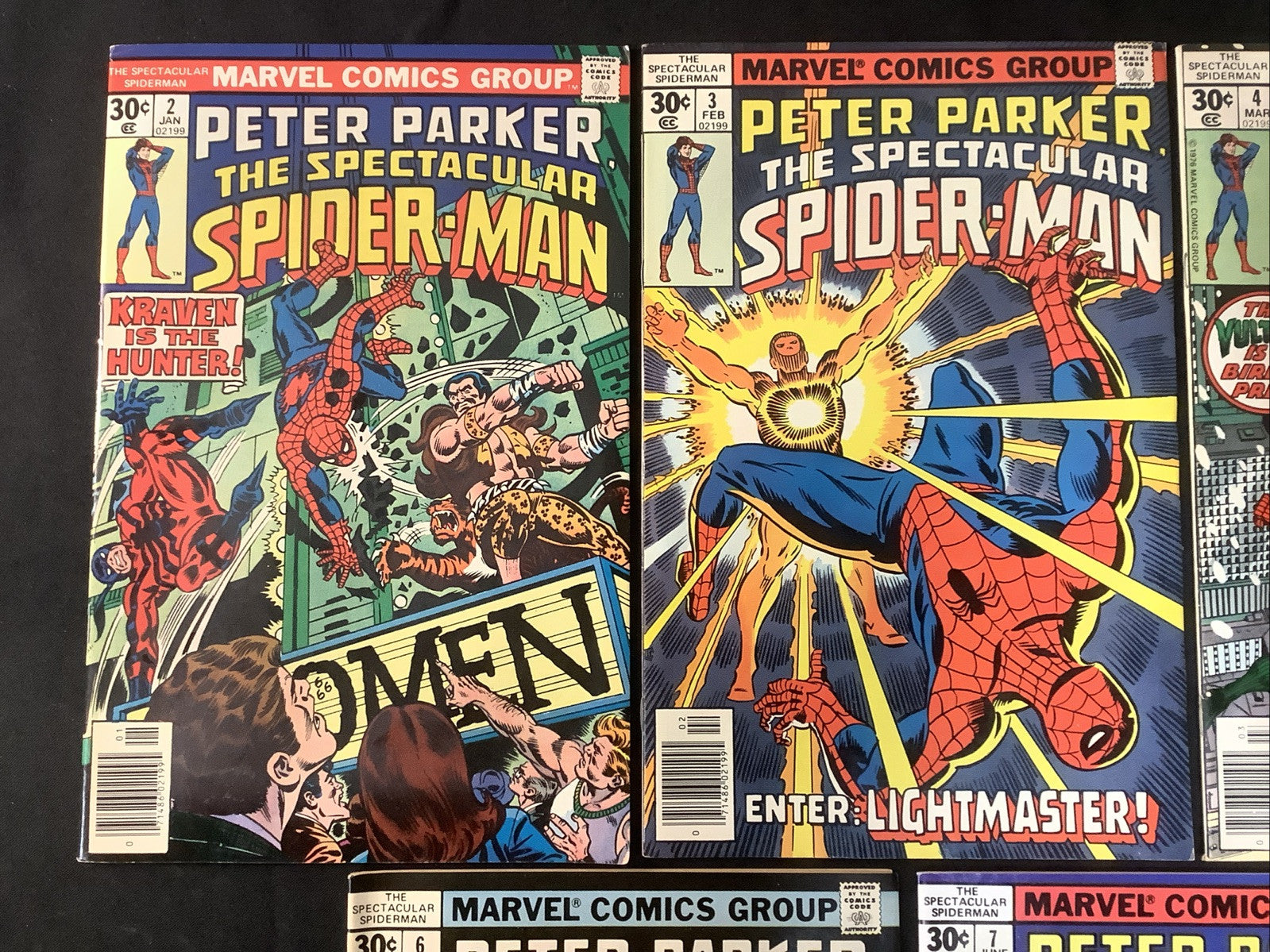 Spectacular Spider-Man #2-8 Comic Lot, Marvel, 1st App Lightmaster, Morbius
