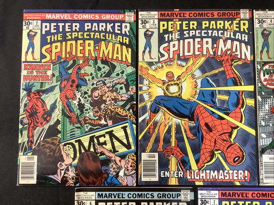 Spectacular Spider-Man #2-8 Comic Lot, Marvel, 1st App Lightmaster, Morbius