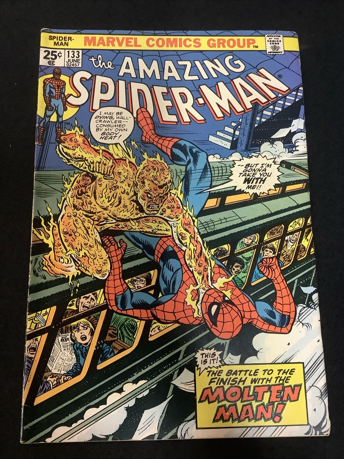 Amazing Spider-Man #133 (Marvel Comics June 1974) F+ (6.5) Molten Man