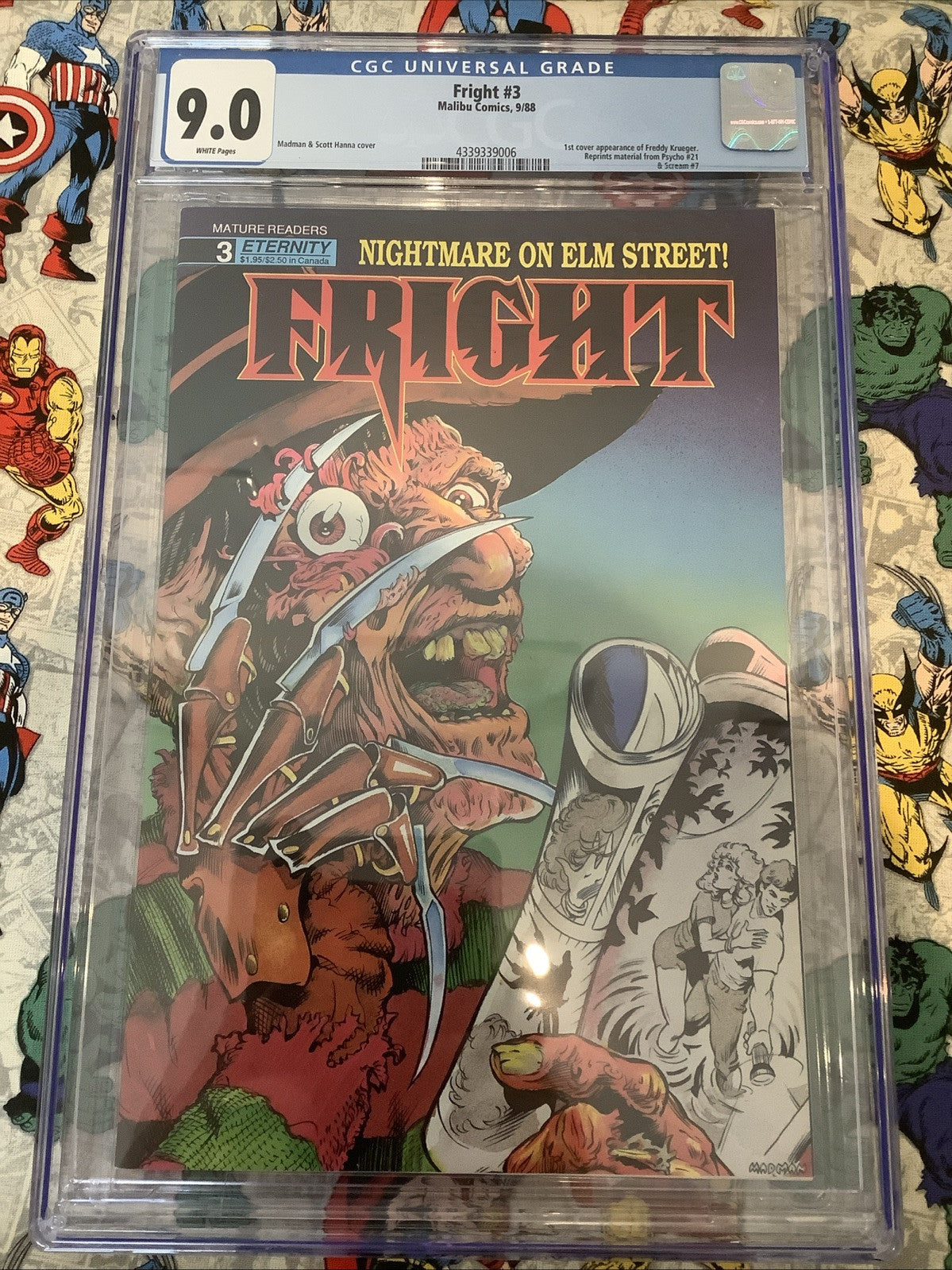 Fright #3 (Eternity Comics 1988) CGC Graded 9.0 (VF/NM) 1st Freddy Krueger Cover