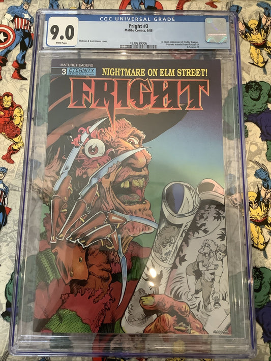 Fright #3 (Eternity Comics 1988) CGC Graded 9.0 (VF/NM) 1st Freddy Krueger Cover