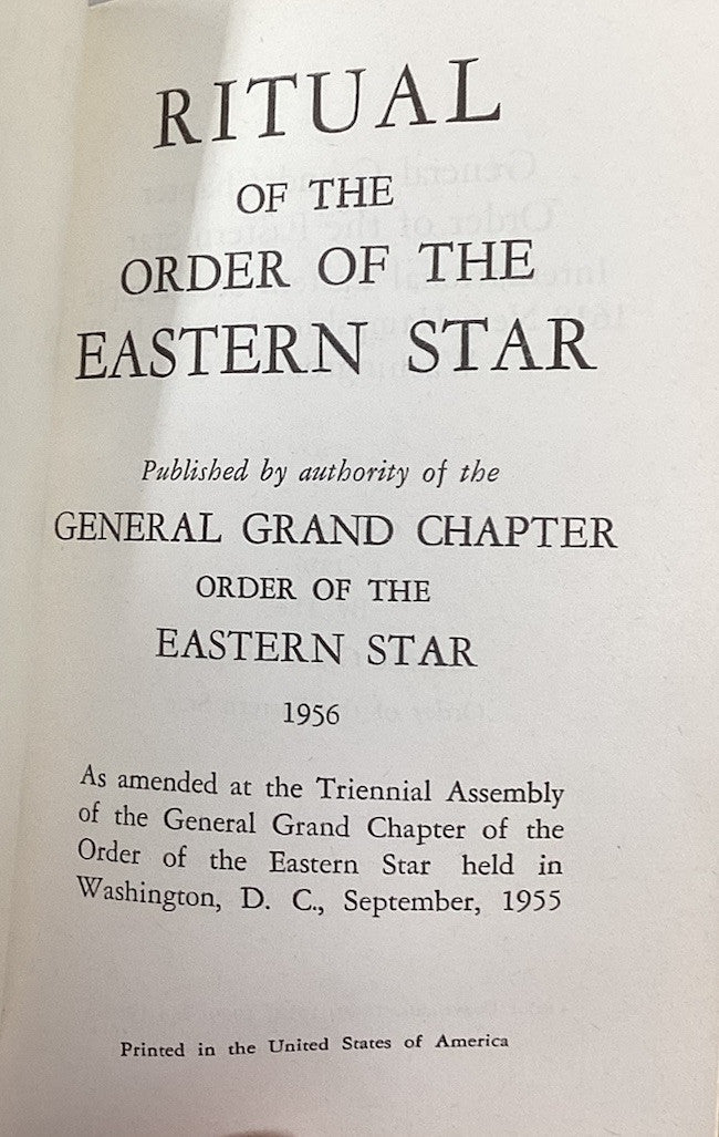 Vtg 1956 Ritual of the Order of the Eastern Star O.E.S.Hard Cover Pocket Book JD