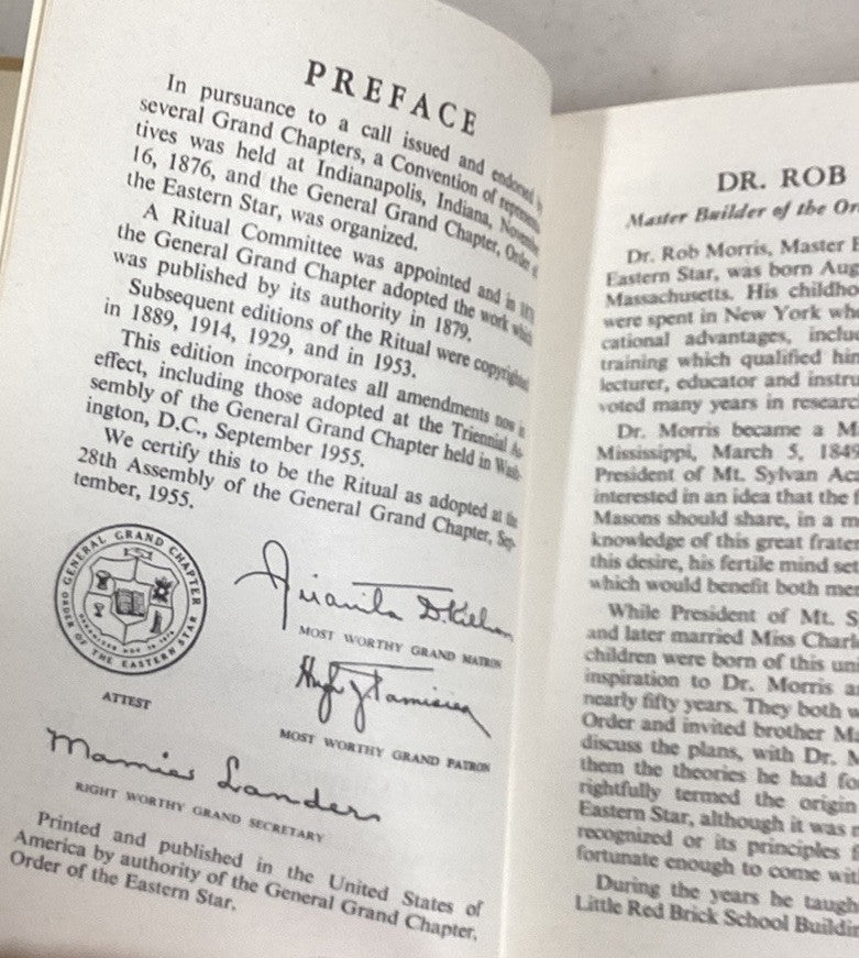 Vtg 1956 Ritual of the Order of the Eastern Star O.E.S.Hard Cover Pocket Book JD