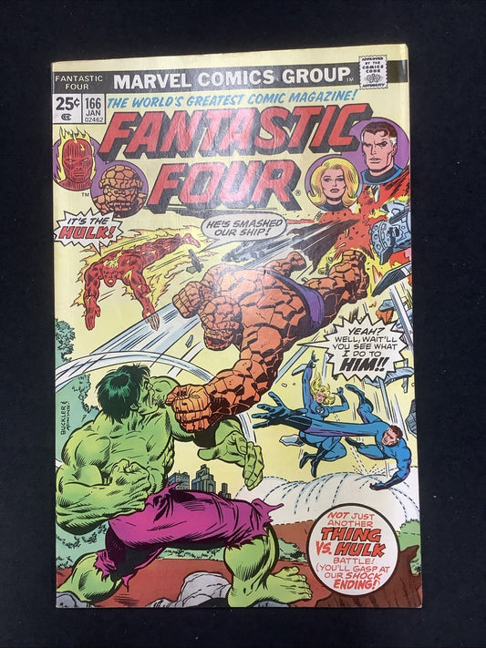 Fantastic Four #166 (Marvel Comics January 1976) VF (8.0) Thing Vs Hulk