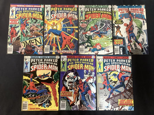 Spectacular Spider-Man #2-8 Comic Lot, Marvel, 1st App Lightmaster, Morbius