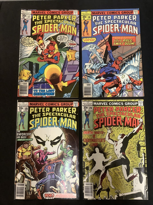 Spectacular Spider-Man #17-20 Comic Lot, Marvel, 1st Bobby Drake As Rampage