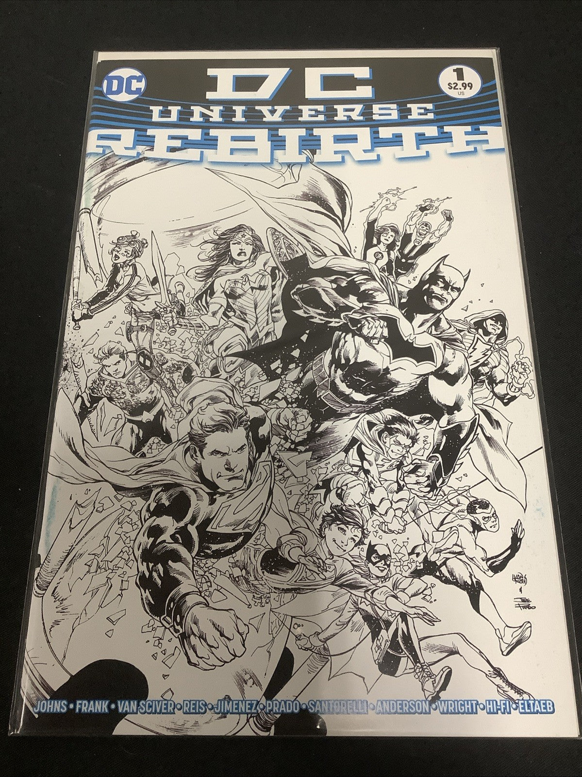 DC Universe: Rebirth #1 (2016) VF/NM (9.0) 1:100 Ratio Black & White Cover