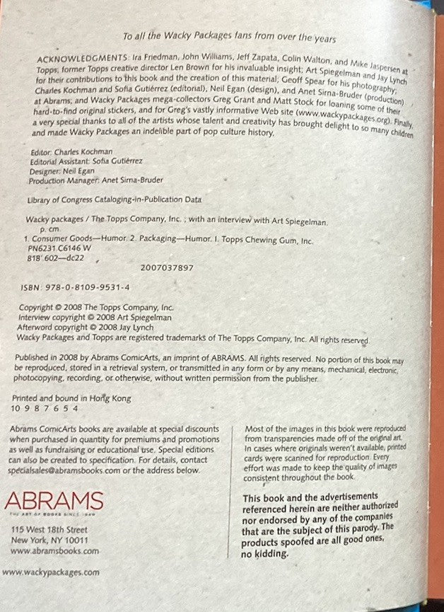 Wacky Packages by Topps, Hardcover Book, 2008 + BONUS STICKERS JD