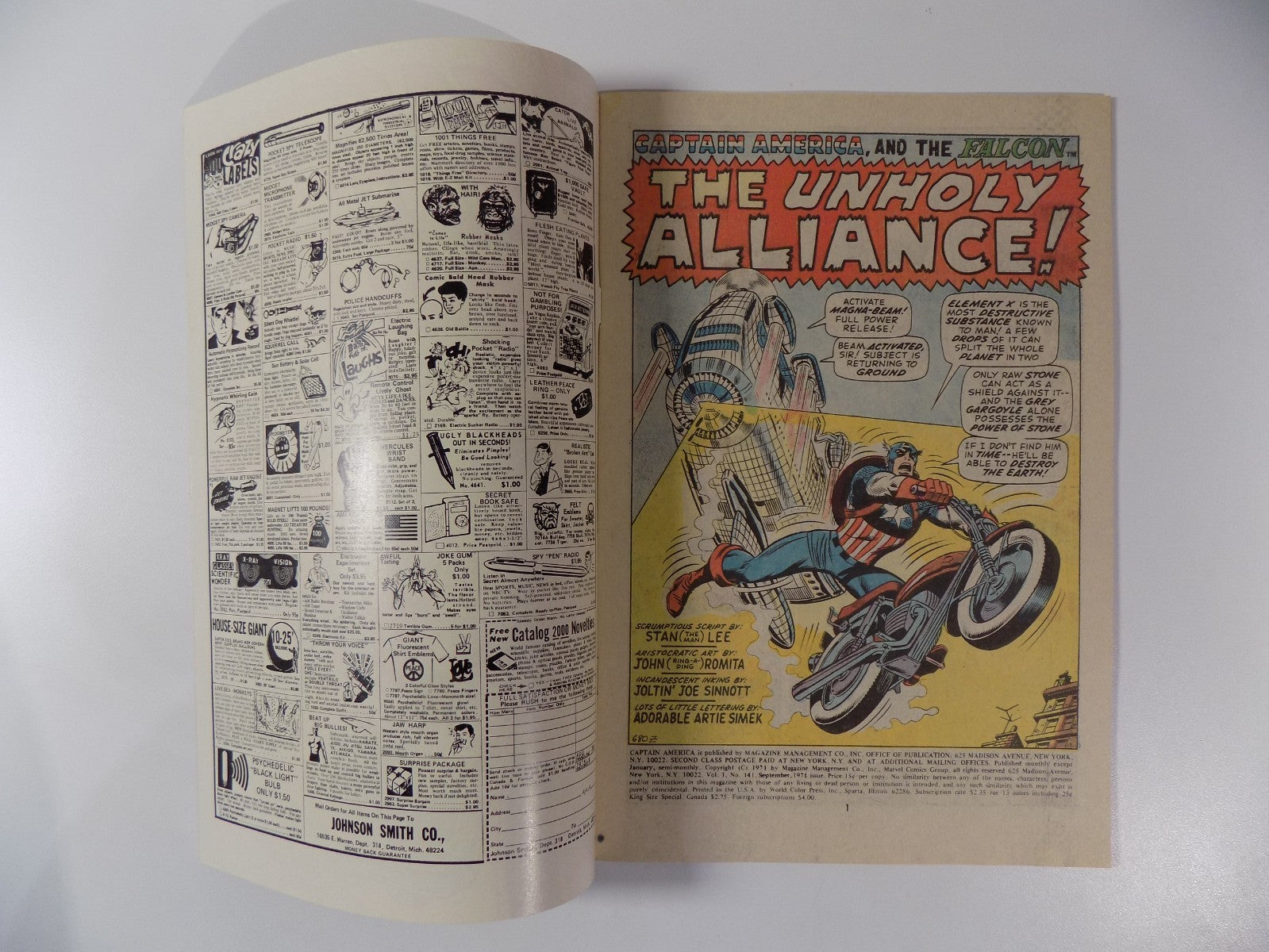 Captain America #141 Marvel Comic September 1971 Very Fine-