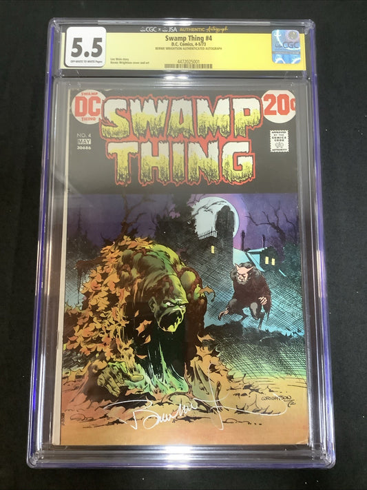 Swamp Thing #4 (1973) CGC Graded 5.5, Bernie Wrightson Authenticated Signature