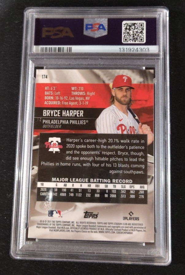 Bryce Harper- 2021 Stadium Club Chrome 1991 Design Variation - PSA 10 GEM Mint