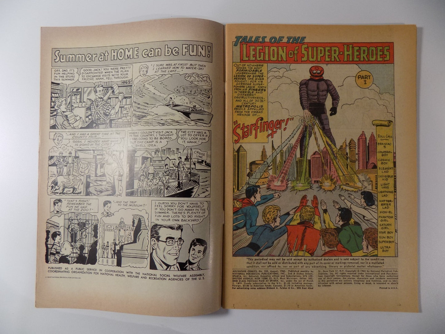 Adventure Comics #335 DC Comic Fine/Very Fine August 1965