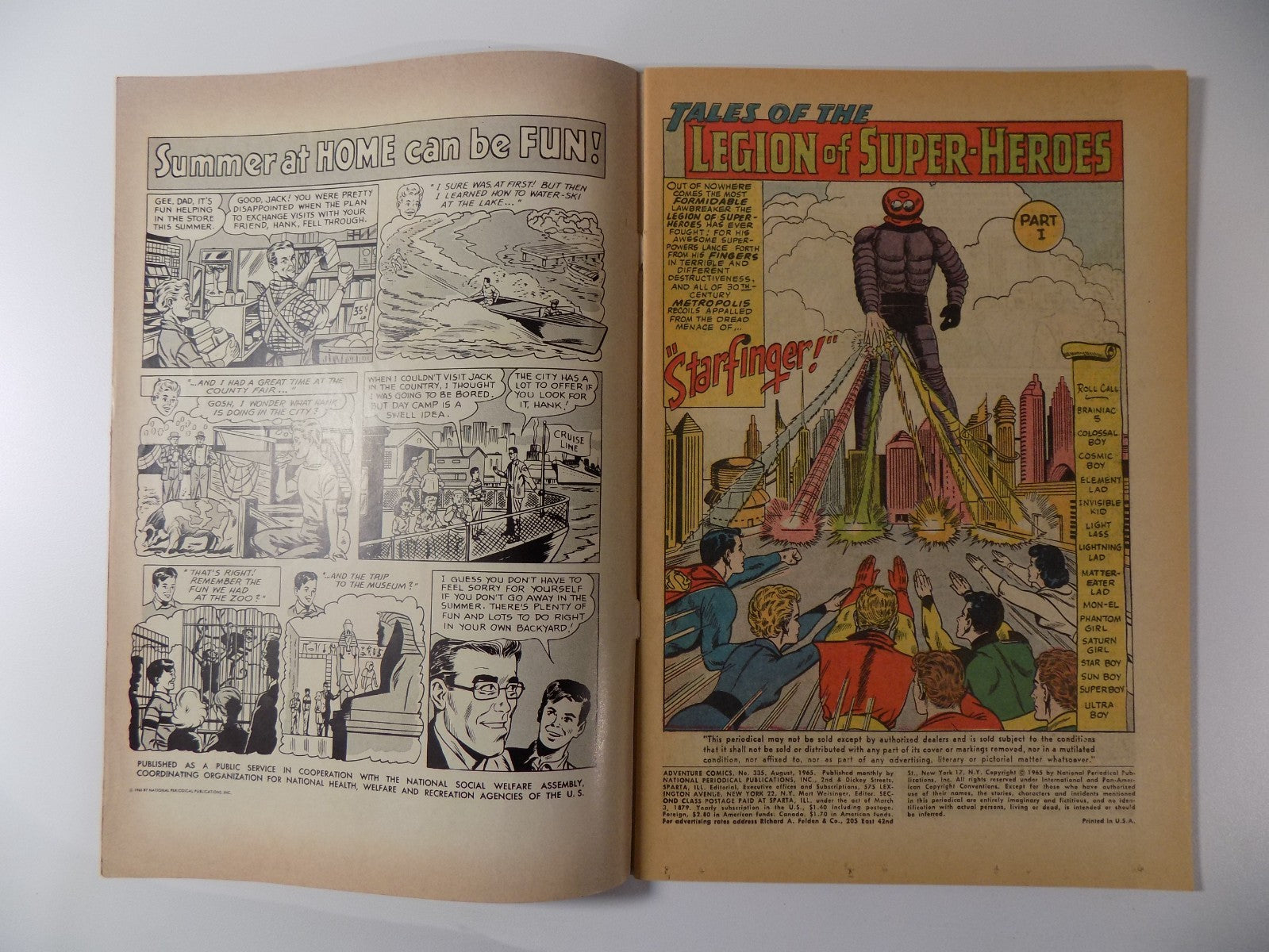Adventure Comics #335 DC Comic Fine/Very Fine August 1965