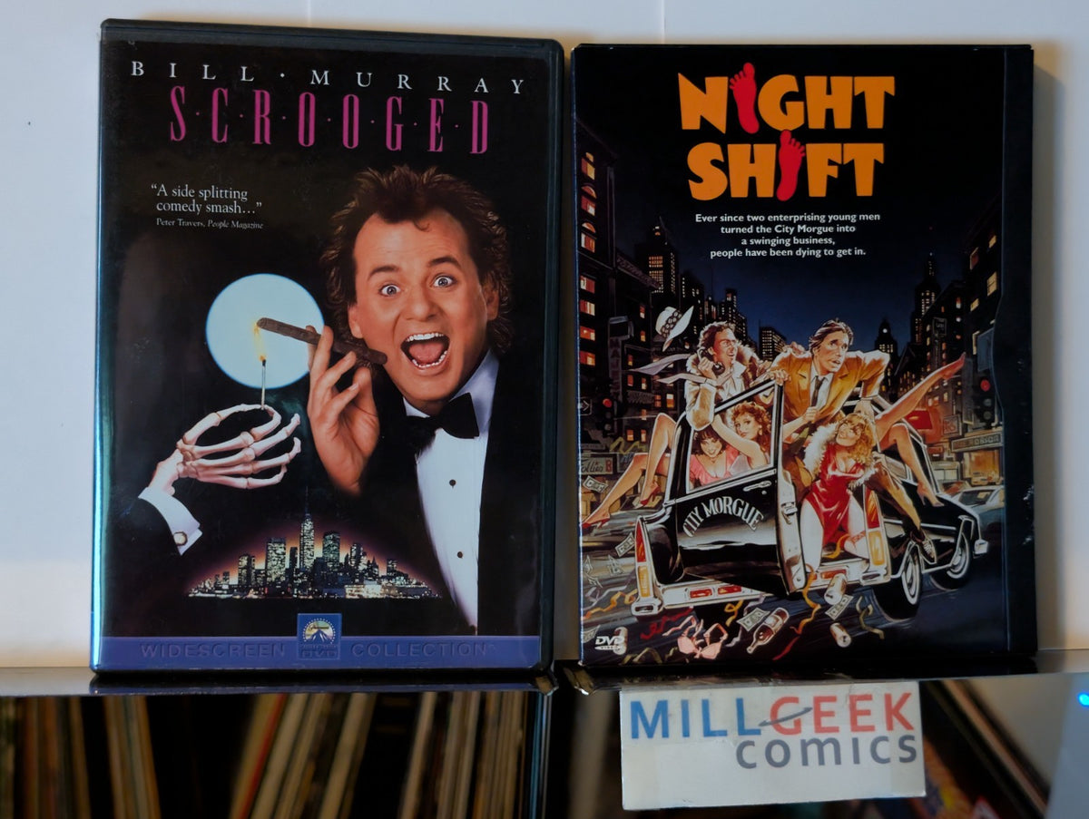 Scrooged / Night Shift, Bill Murray & Michael Keaton, 2 Comedy Movies (DVD) -JD