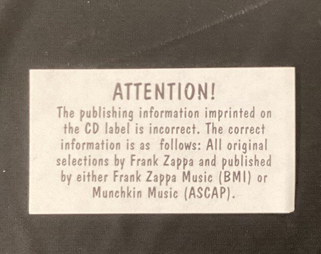Any Way the Wind Blows by Frank Zappa (2 CD Set) Rare Misprint! Out Of Print!-JD