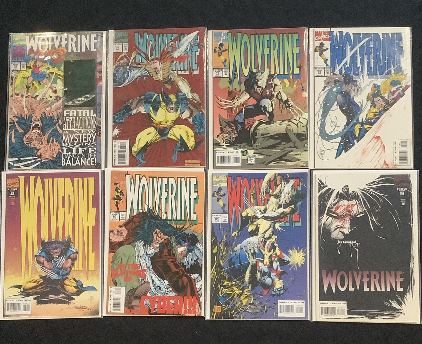 Wolverine #75-82 Comic Lot, Marvel, Debut Of Wolverine’s Bone Claws, 1993