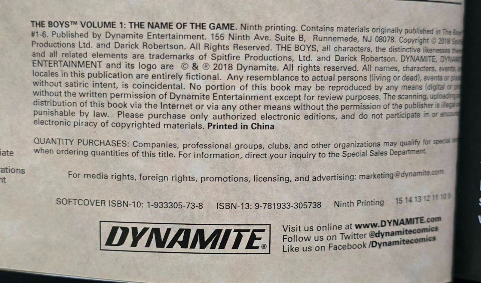 The Boys Vol. 1: The Name Of The Game (Signed By Garth Ennis, 2018)