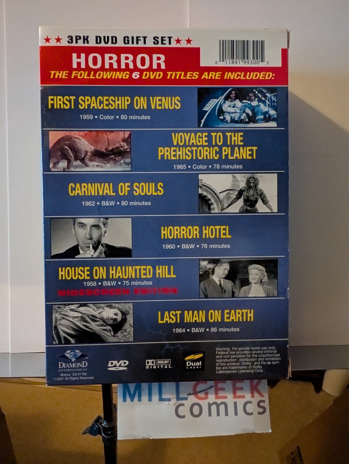 3pk DVD Gift Set, Horror, 6 Movies, Diamond Entertainment (DVD) Like New -JD