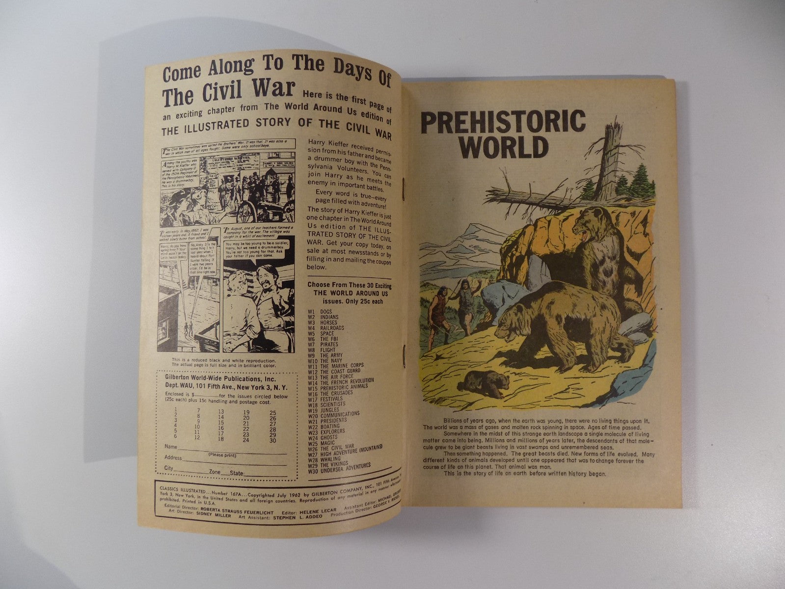 Classics Illustrated Special Issue #167A Prehistoric World July 1962 Fine+