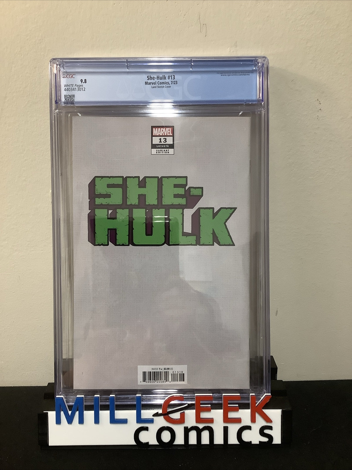 SHE-HULK #13, CGC Graded 9.8 White Pages, Greg Land 1:50 Virgin Sketch Cover