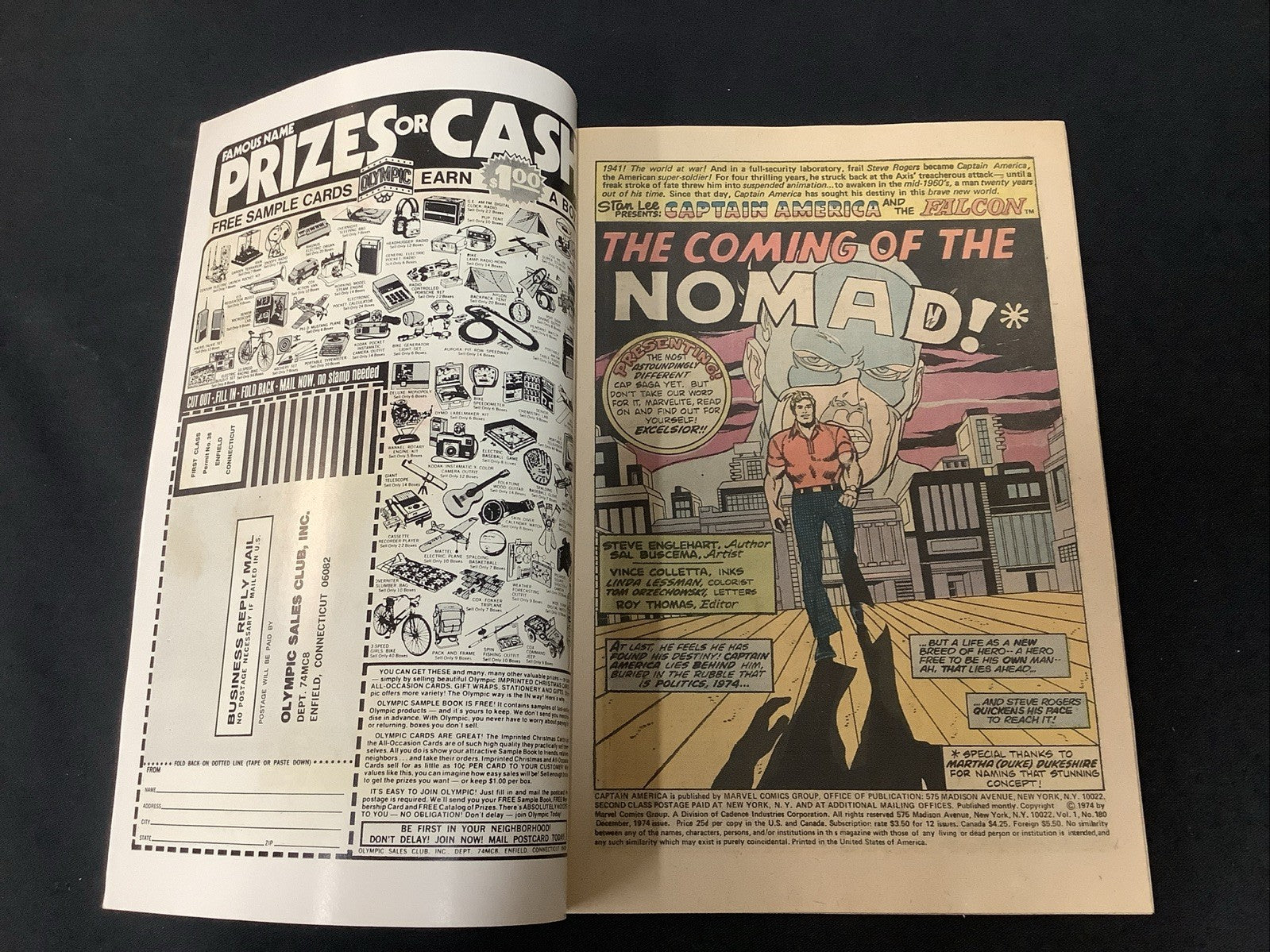 Captain America #180 (Marvel Comics December 1974) VF (8.0) Debut Of Nomad!