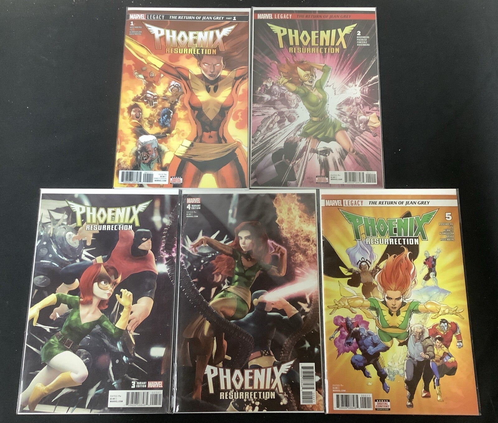 Phoenix Resurrection Return of Jean Grey #1-5 Complete Comic Set, Rosenburg/Yu