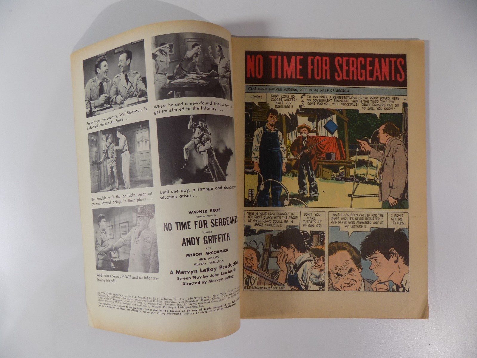 Four Color #914 No Time For Sergeants Dell Comic 1958 Very Fine-