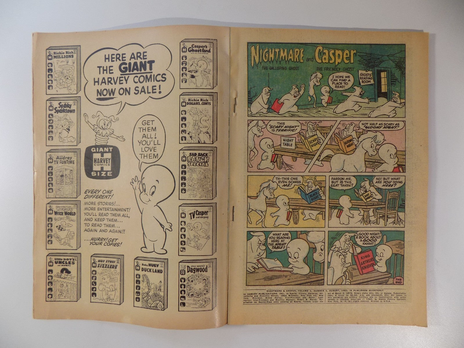Nightmare and Casper #1 Scarce! Harvey Comic August 1963 Fine+