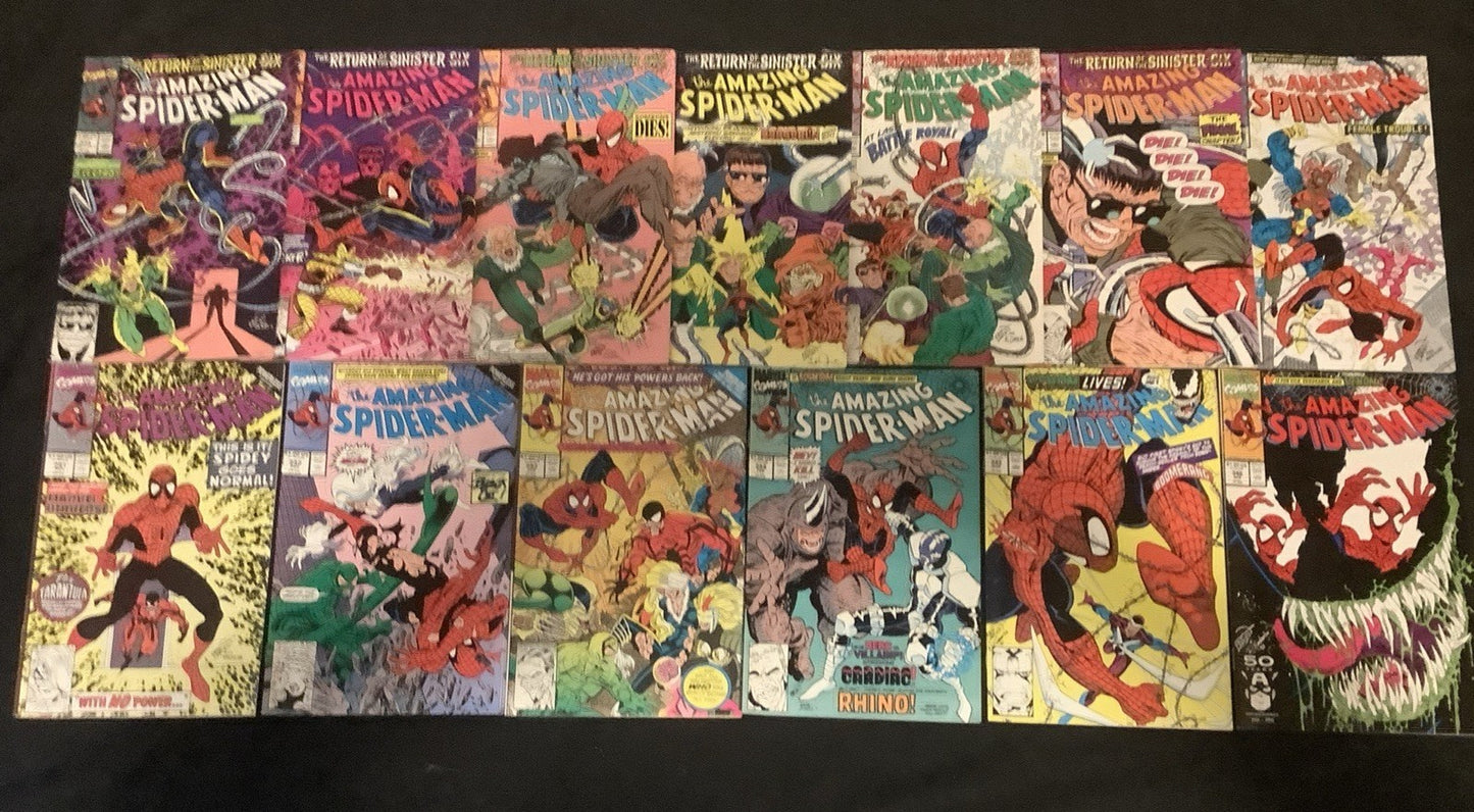 Amazing Spider-Man #334-358 Comic Lot, 1st App Cletus Kasidy, #341 Torn Page