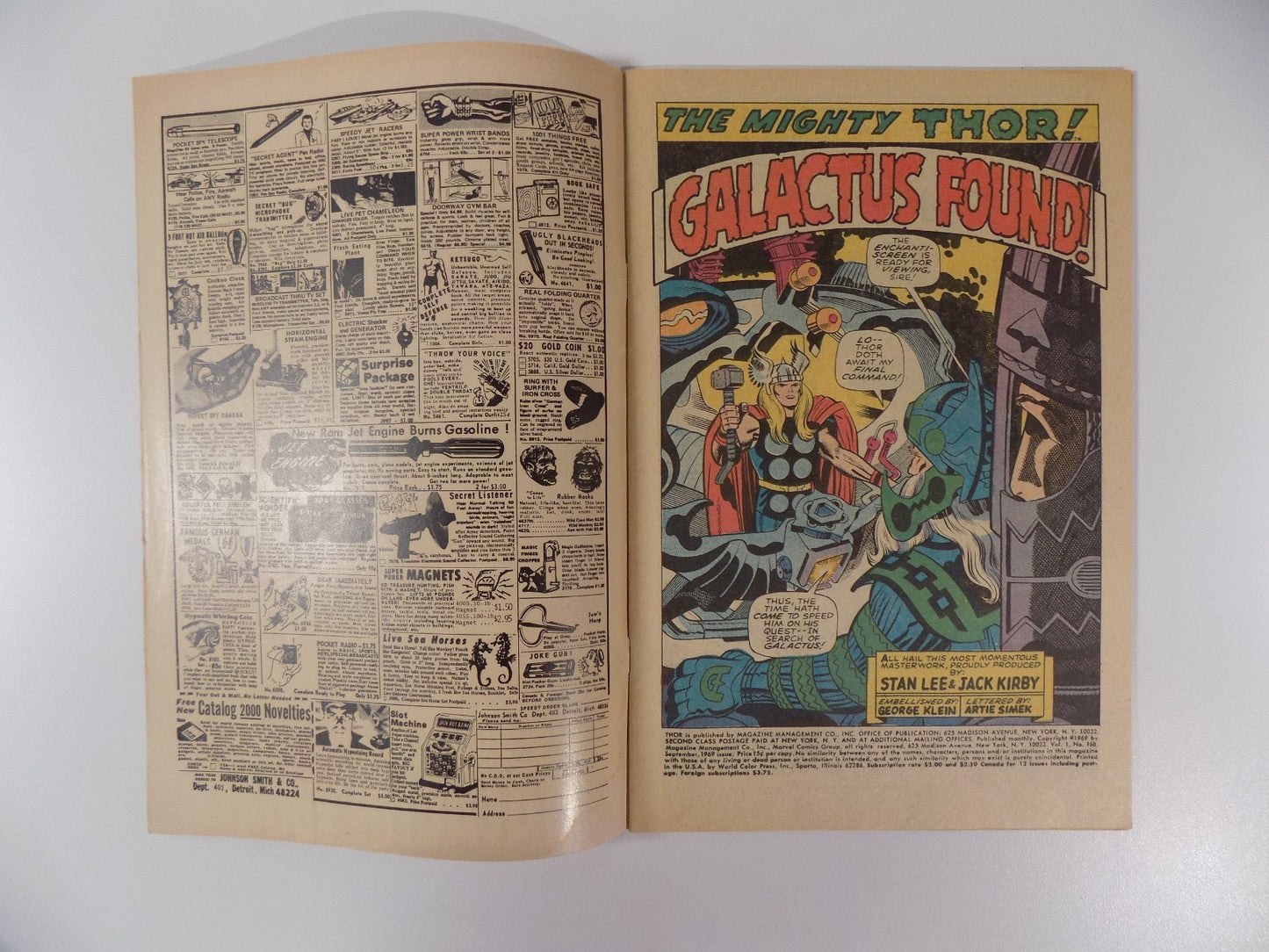 Thor #168 Marvel Comic September 1969 Fine