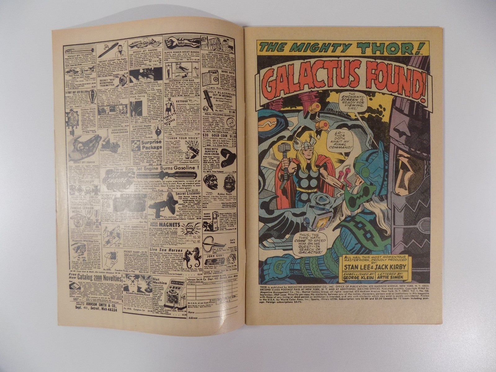 Thor #168 Marvel Comic September 1969 Fine
