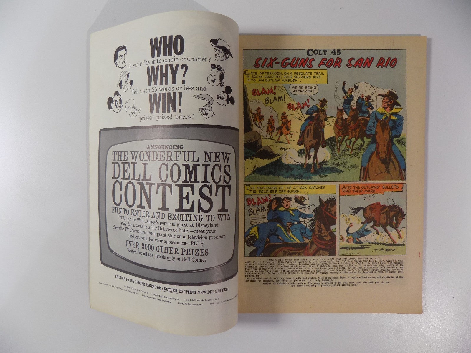 Colt .45 #9 Final Issue! Dell Comic July 1961 Very Fine-