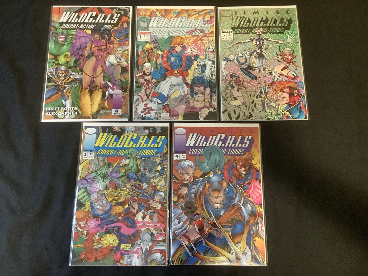 WildC.A.T.S #0-4 Comic Lot, Image Comics, Jim Lee/Brett Booth/ Alex Garner, 1992